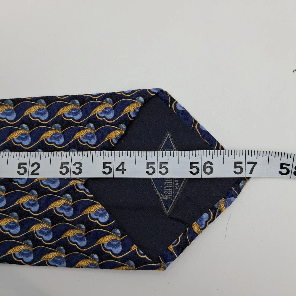Marino Gabri 100% Silk Necktie Blue Gold Floral Made‎ in Italy